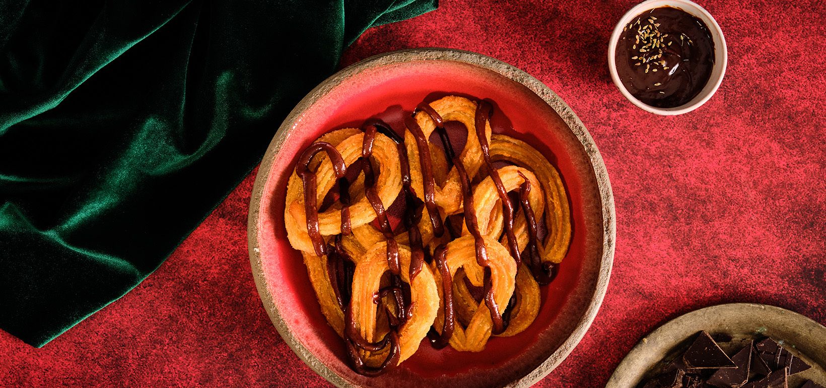 Churros karamellás ánizsos csokoládéval