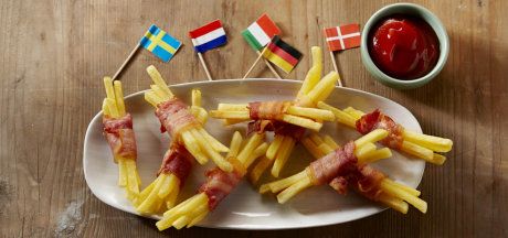 Szalmaburgonya szalonnával és lazaccal