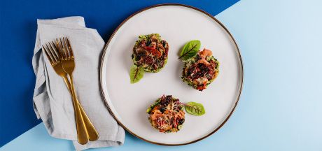 Mini melegszendvics spenótos burgonyapürével