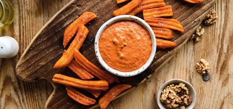 Aviko Wavy Blends hullámosan szelt paprikás burgonyahasábok muhammara mártogatósal